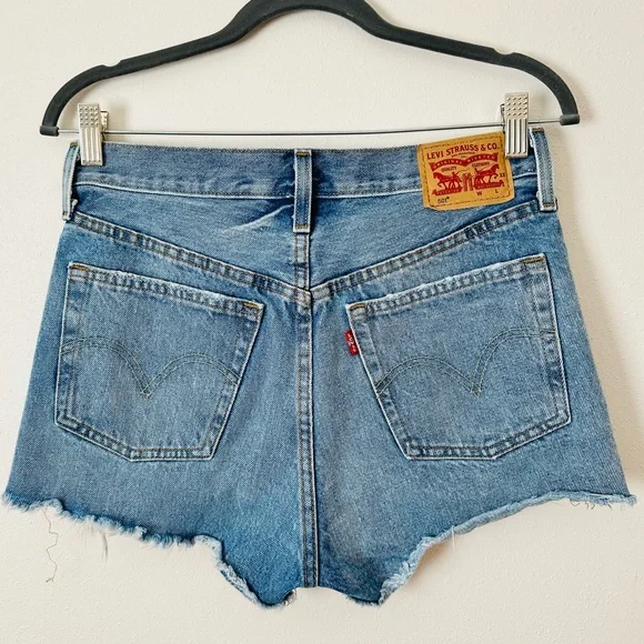 Levi’s 501 light wash Cutoff Jean Shorts denim 100% cotton Distressed - Picture 6 of 9